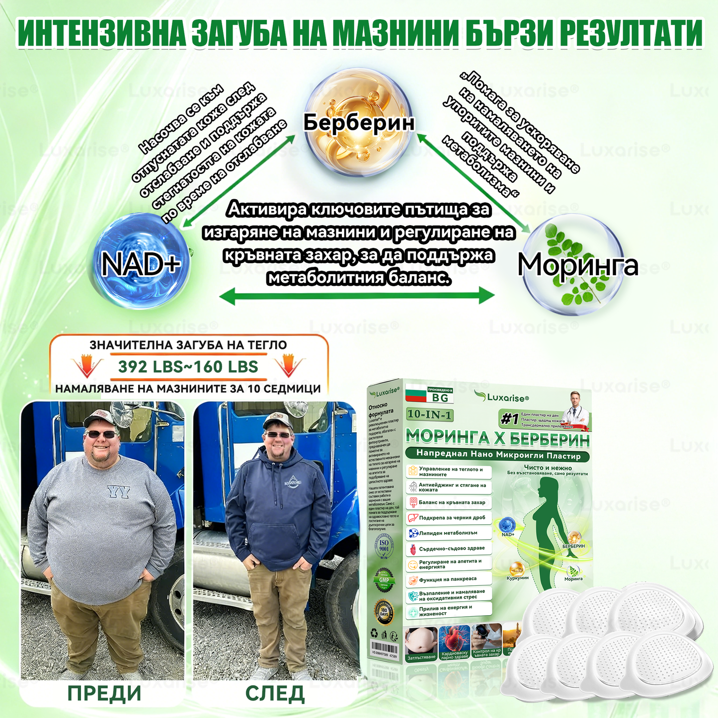 Официален магазин | 🧑‍⚕️𝗟𝘂𝘅𝗮𝗿𝗶𝘀𝗲® МОРИНГА Х БЕРБЕРИН 10-IN-1 Напреднал Нано Микроигли Пластир (Веднъж дневно, видими резултати след 7 дни) ✅ Подходящ при: затлъстяване, диабет, сънна апнея и проблеми със ставите 🍀